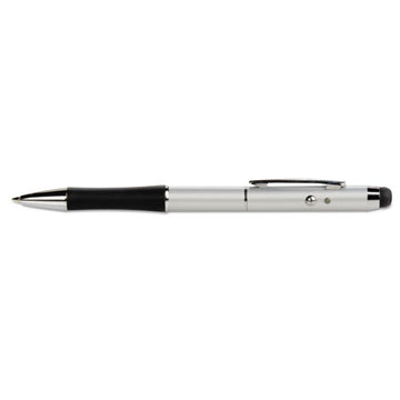 Quartet® 4-in-1 Laser Pointer With Stylus, Pen, Led Light, Class 2, Projects 984 Ft, Silver freeshipping - TVN Wholesale